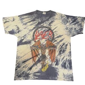 Slayer‎ Demon Crucifix Vintage 1988 Near Deadstock Ice Dye FOTL Single Stitch L